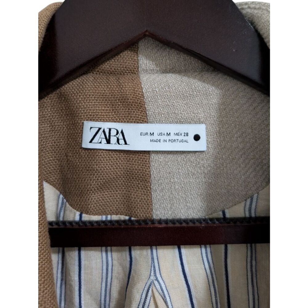 ​Zara Women's Two-Tone 100% Linen Oversized Trench Coat Size M - Picture 8 of 10